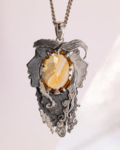 Load image into Gallery viewer, Unity Faces Pendant With Hand-Engraving and 20.86ct Natural Oval Cut Citrine