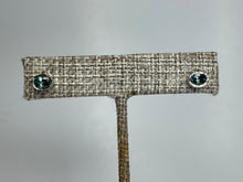 Load image into Gallery viewer, “Kanta” 14kt White Gold & Sapphire Hand Engraved Earrings