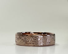 Load image into Gallery viewer, *MADE TO ORDER* “Rose Rose" Hand fabricated and Hand engraved 5mm Band With Matte Finish