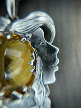 Load image into Gallery viewer, Unity Faces Pendant With Hand-Engraving and 20.86ct Natural Oval Cut Citrine