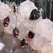 Load image into Gallery viewer, *MADE TO ORDER* “Bleeding Hearts” 14kt white gold & garnet Earrings
