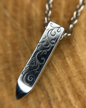 Load image into Gallery viewer, *MADE TO ORDER*Hand-Engraved “Spire” Sterling Silver Pointed Bar Pendant