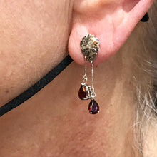 Load image into Gallery viewer, *MADE TO ORDER* “Bleeding Hearts” 14kt white gold & garnet Earrings