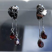 Load image into Gallery viewer, *MADE TO ORDER* “Bleeding Hearts” 14kt white gold & garnet Earrings