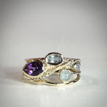 Load image into Gallery viewer, *MADE TO ORDER* "Brianna" Contemporary Tri-tone 14kt Gold & Gemstone Fashion Ring