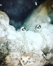 Load image into Gallery viewer, *MADE TO ORDER*Handmade Sterling Silver Double Triangle Dangling Post Earrings With Friction Backs