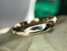 Load image into Gallery viewer, *MADE TO ORDER* Multi-Textured 4mm 14kt Yellow Gold Band With Hand-Engraving & Gemstones