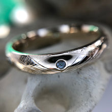 Load image into Gallery viewer, *MADE TO ORDER* Multi-Textured 4mm 14kt Yellow Gold Band With Hand-Engraving & Gemstones