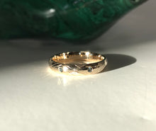Load image into Gallery viewer, *MADE TO ORDER* Multi-Textured 4mm 14kt Yellow Gold Band With Hand-Engraving & Gemstones