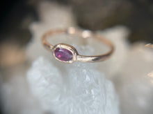 Load image into Gallery viewer, *MADE TO ORDER* Rustic Texture 14kt Rose Gold Bezel Stackable Ring With Oval Cut Stone