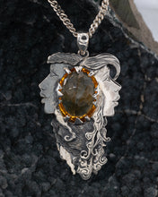 Load image into Gallery viewer, Unity Faces Pendant With Hand-Engraving and 20.86ct Natural Oval Cut Citrine