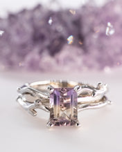 Load image into Gallery viewer, &quot;Wicket&quot; Ametrine Emerald Cut Set In Hand-Fabricated 14kt White Gold Branch Ring