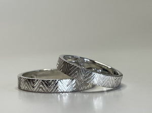Concentric Triangle 4mm Hand Engraved Band in Sterling Silver