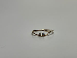 “Wasen” Dainty Ring with Bezel Set Single Cut Diamonds