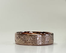 Load image into Gallery viewer, &quot;Rose Rose&quot; Hand fabricated and Hand engraved 5mm Band With Matte Finish