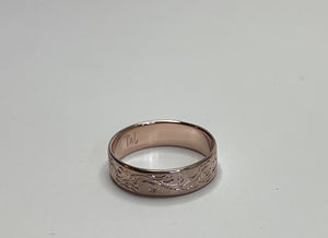 "Rose Rose" Hand fabricated and Hand engraved 5mm Band With Matte Finish