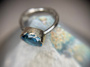 "Suna" 14kt Ring With London Blue Topaz