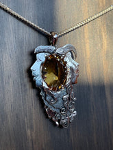 Load image into Gallery viewer, Unity Faces Pendant With Hand-Engraving and 20.86ct Natural Oval Cut Citrine