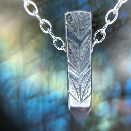 *MADE TO ORDER*Hand-Engraved Oxidized Sterling Silver Pendant on 20” chain