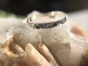 *MADE TO ORDER* Tribal Triangle Hand-Engraved Sterling Silver 1.75mm Band