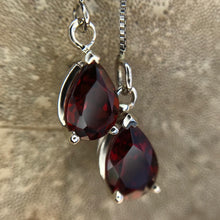 Load image into Gallery viewer, *MADE TO ORDER* “Bleeding Hearts” 14kt white gold &amp; garnet Earrings