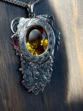 Load image into Gallery viewer, Unity Faces Pendant With Hand-Engraving and 20.86ct Natural Oval Cut Citrine