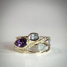 Load image into Gallery viewer, *MADE TO ORDER* &quot;Brianna&quot; Contemporary Tri-tone 14kt Gold &amp; Gemstone Fashion Ring