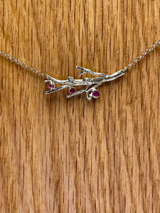 "Berry Branch" 14kt White Gold & Ruby Necklace