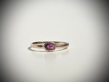 Load image into Gallery viewer, *MADE TO ORDER* Rustic Texture 14kt Rose Gold Bezel Stackable Ring With Oval Cut Stone