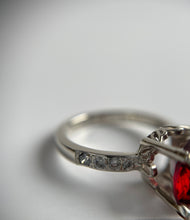 Load image into Gallery viewer, *MADE TO ORDER* Oneiza" 14kt White Gold, Diamond, &amp; Garnet Ring