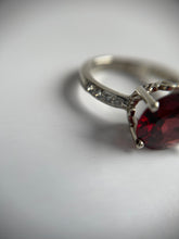 Load image into Gallery viewer, *MADE TO ORDER* Oneiza" 14kt White Gold, Diamond, &amp; Garnet Ring