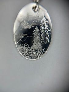 Sterling Silver Landscape Hand Engraved Pendant