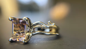 "Wicket" Ametrine Emerald Cut Set In Hand-Fabricated 14kt White Gold Branch Ring