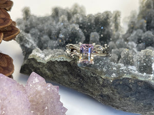 "Wicket" Ametrine Emerald Cut Set In Hand-Fabricated 14kt White Gold Branch Ring