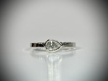 Load image into Gallery viewer, &quot;Ikigai&quot; .46 I color I1 Pear Cut Diamond Bezel in 14kt White Gold Ring