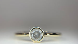 *MADE TO ORDER* .30 carat Round Cut Ethereal Grey Diamond in Low Profile Bezel 14kt Yellow Gold